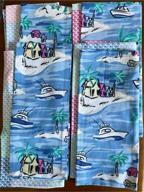 Vineyard Vines For Target NWOT 2 Kitchen Dish Tea Towels Whale Patchwork Island